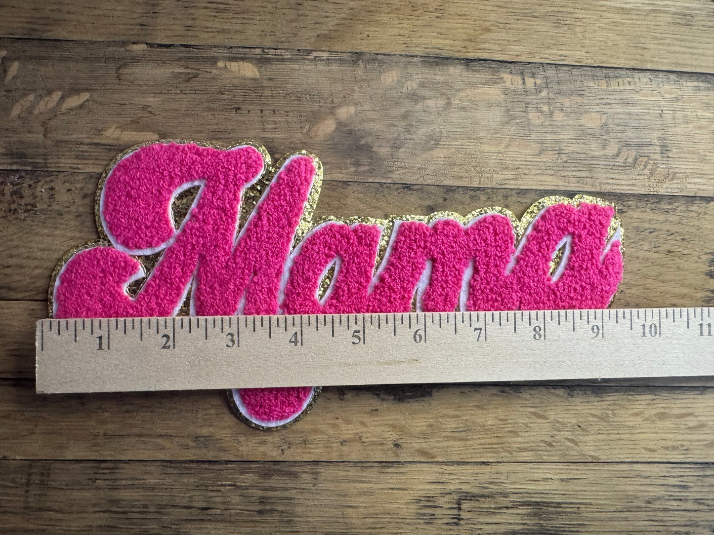Mama Pink Chenille 9” Iron On Patch