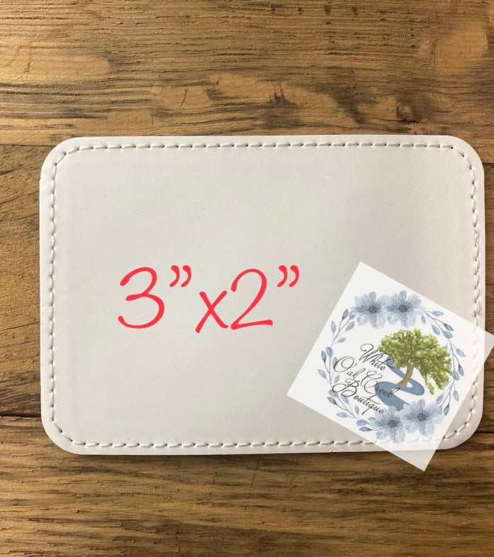 5 Pack Rectangle White Faux Leather Hat Patches