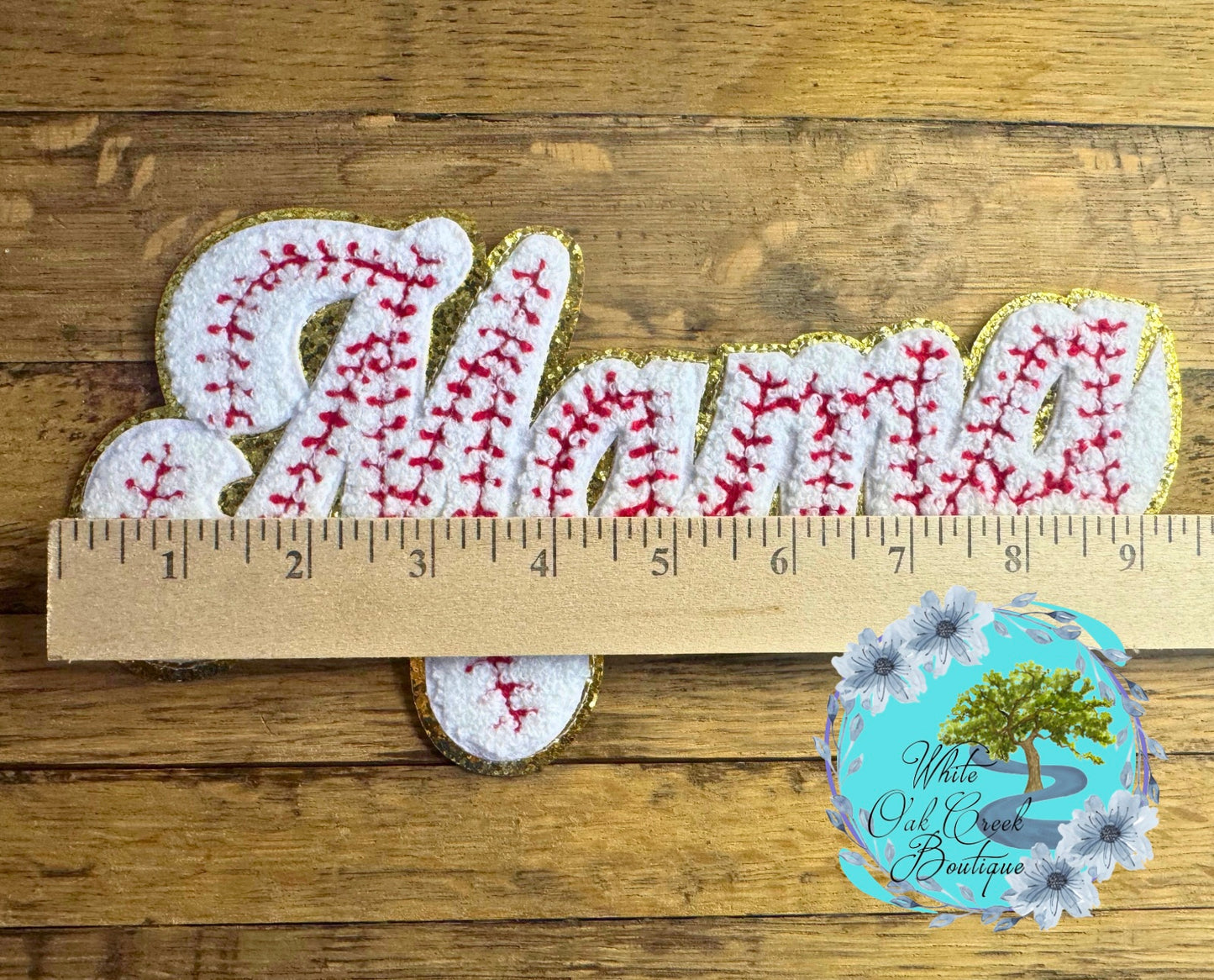 Mama Baseball Chenille 9” Iron On Patch