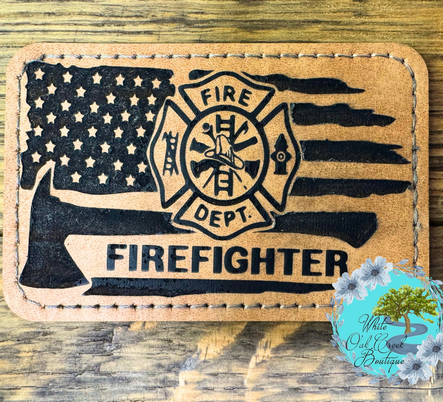 Firefighter Flag Lasered Hat Patch