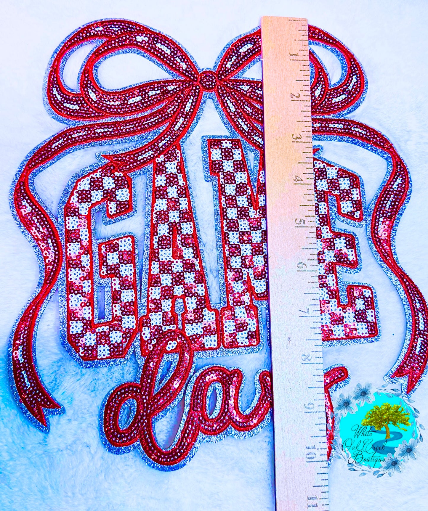 Game Day Red Sequin 10.5” Iron-On Patch