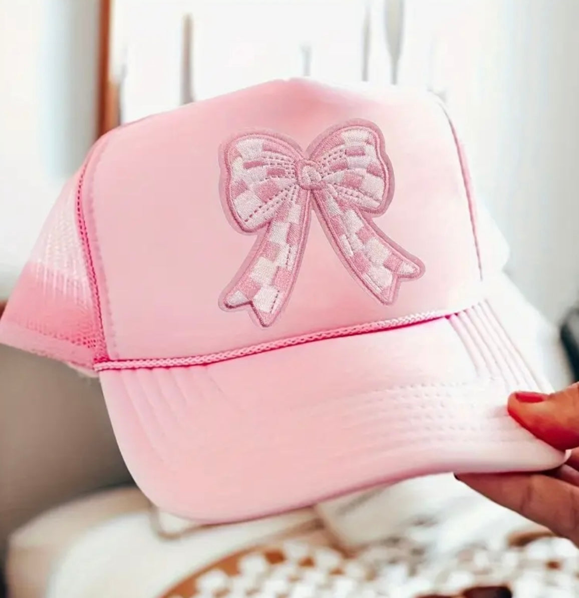 Mini Pink Bow Hat Patch