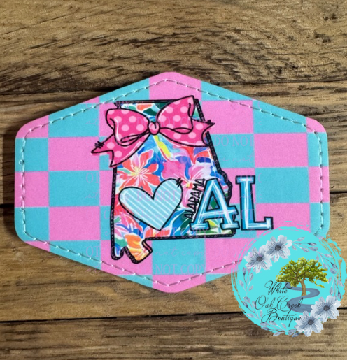 Alabama Pink Bow Leather Trucker Hat Patch