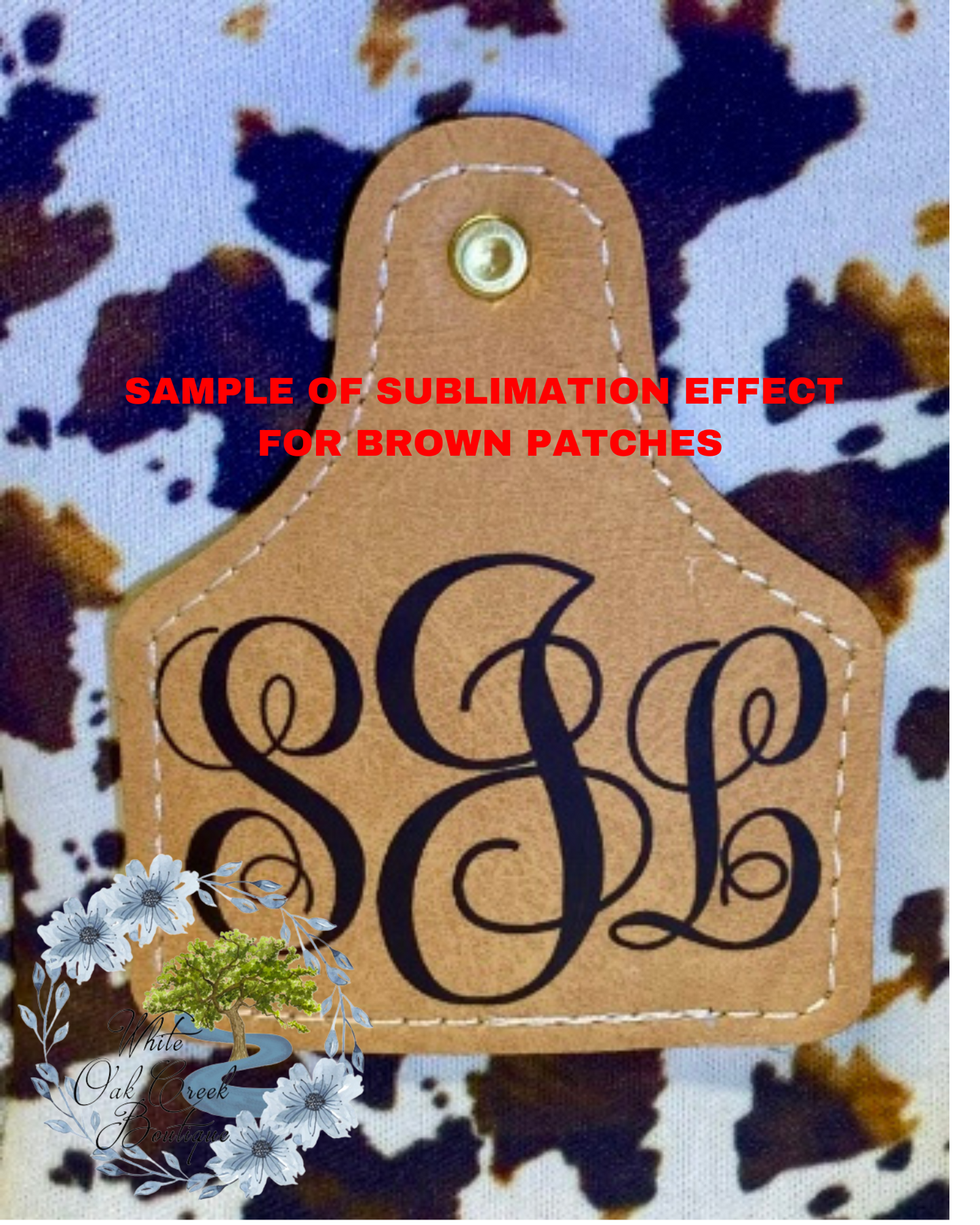 5 Pack Blank Patches ROUND Brown Faux Leather Threaded 2 1/2” with adhesive for Trucker Hats Beanies Stockings