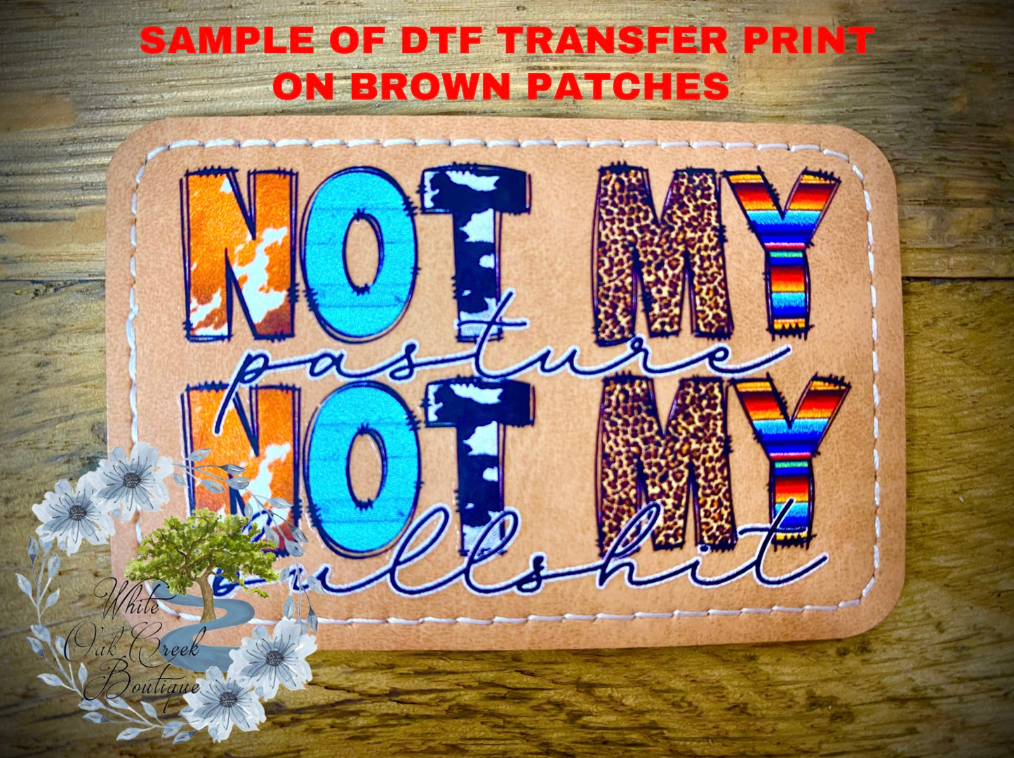 5 Pack Square Brown Faux Leather Hat Patches