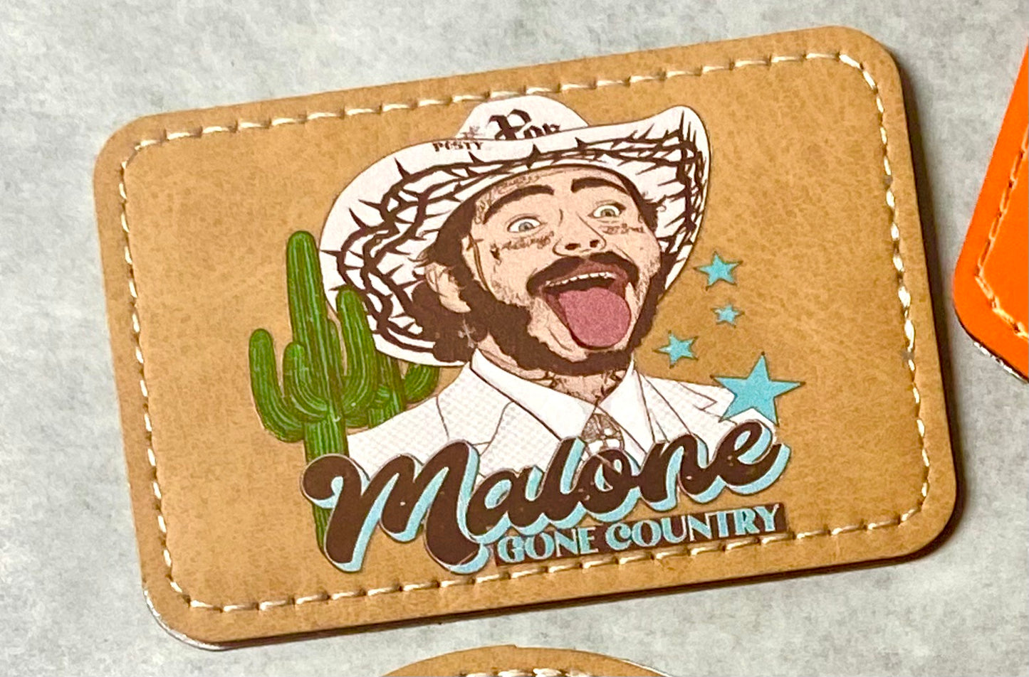 Post Malone Gone Country Rectangle Brown 3” x 2” Trucker Hat Patch