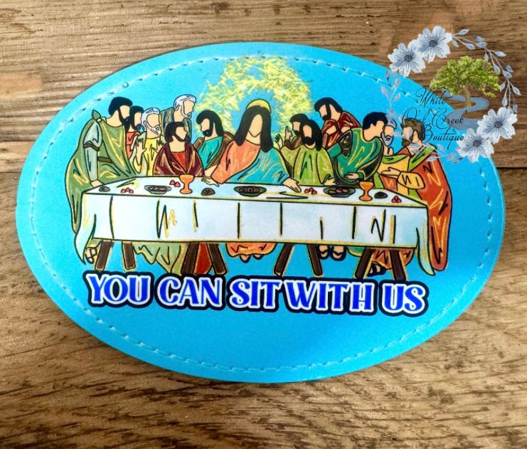 The Last Supper Blue Faux Leather Trucker Hat Patch Inspirational