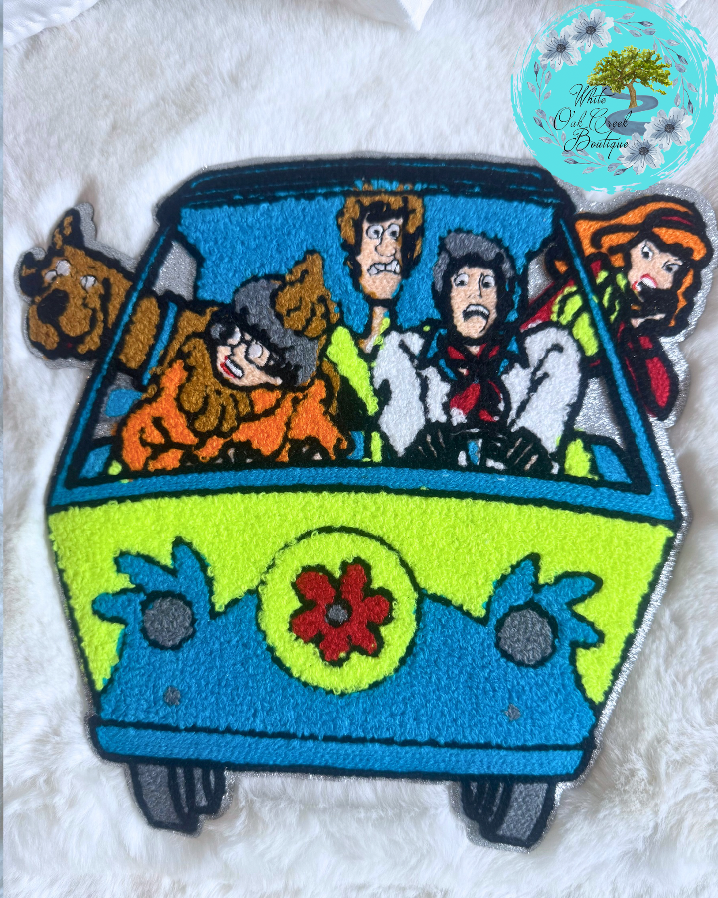 Mystery Machine Large 9” Iron on patch with adhesive
