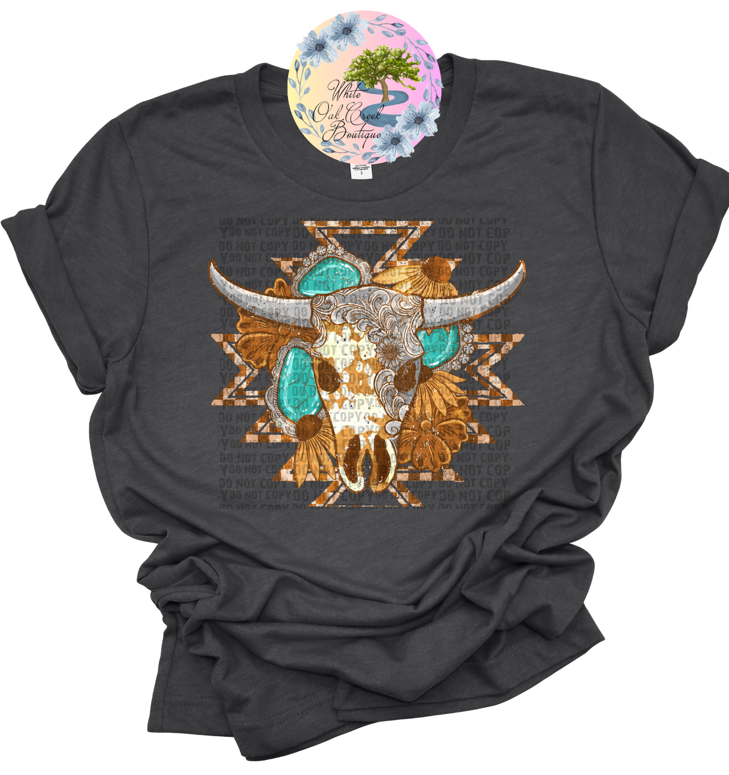Longhorn Aztec Bull Skull T-Shirt