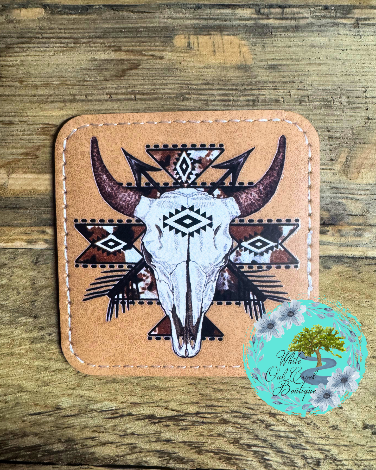 Aztec Longhorn Brown 2 1/2” Trucker Hat Patch