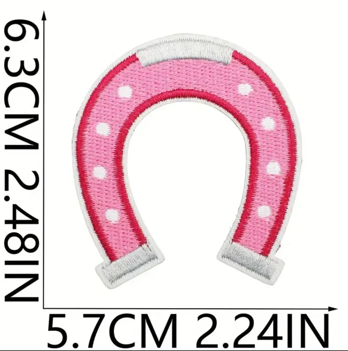 Horseshoe Pink Embroidered Hat Patch