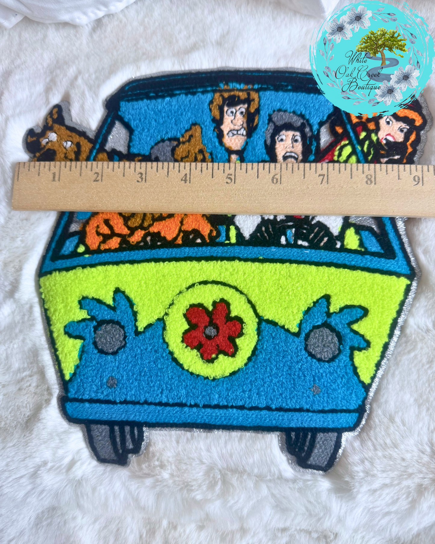 Mystery Machine Large 9” Iron on patch with adhesive