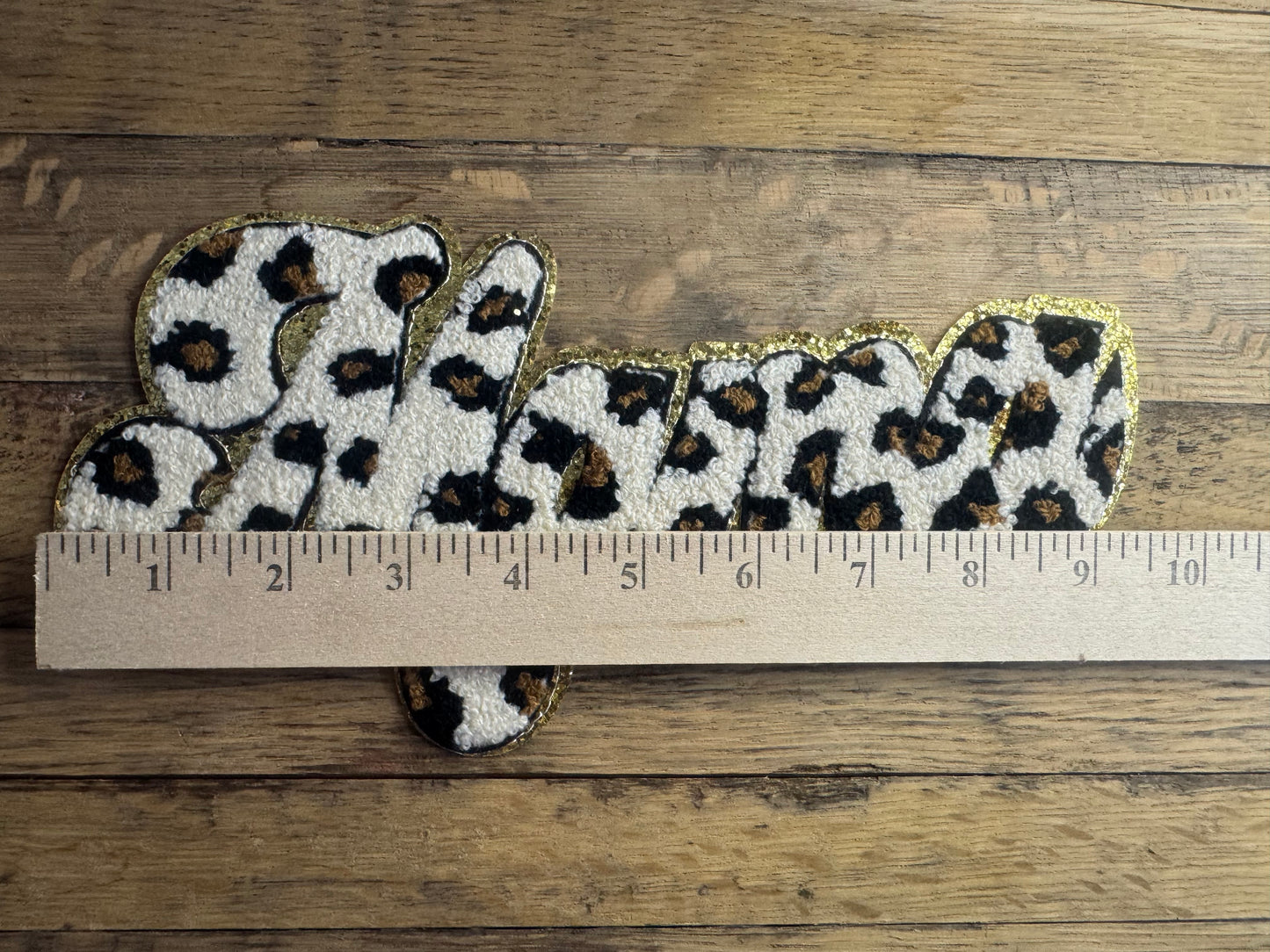Mama Leopard Chenille 9” Iron On Patch
