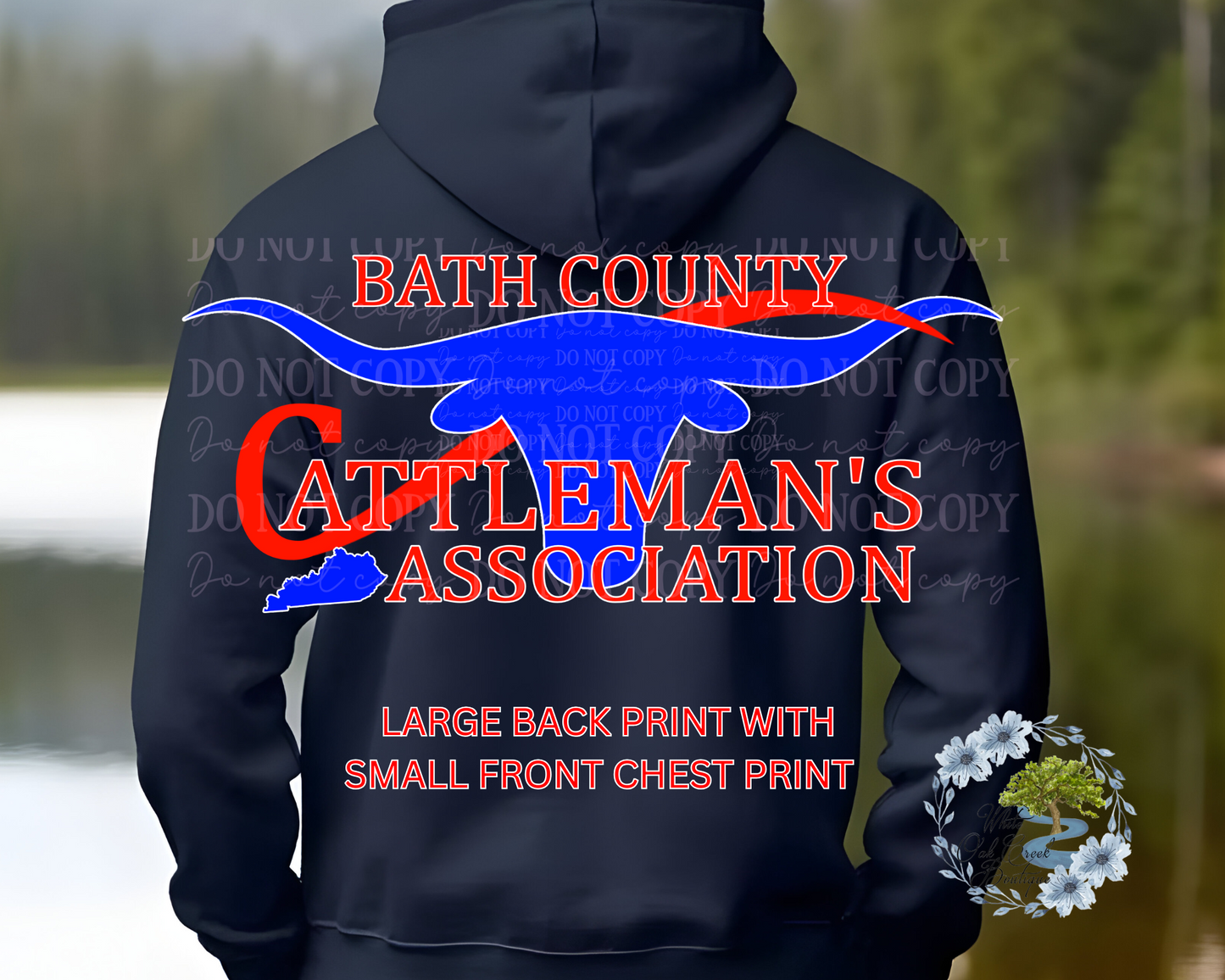 Cattleman's Hoodie Back Print Small Front Chest Print