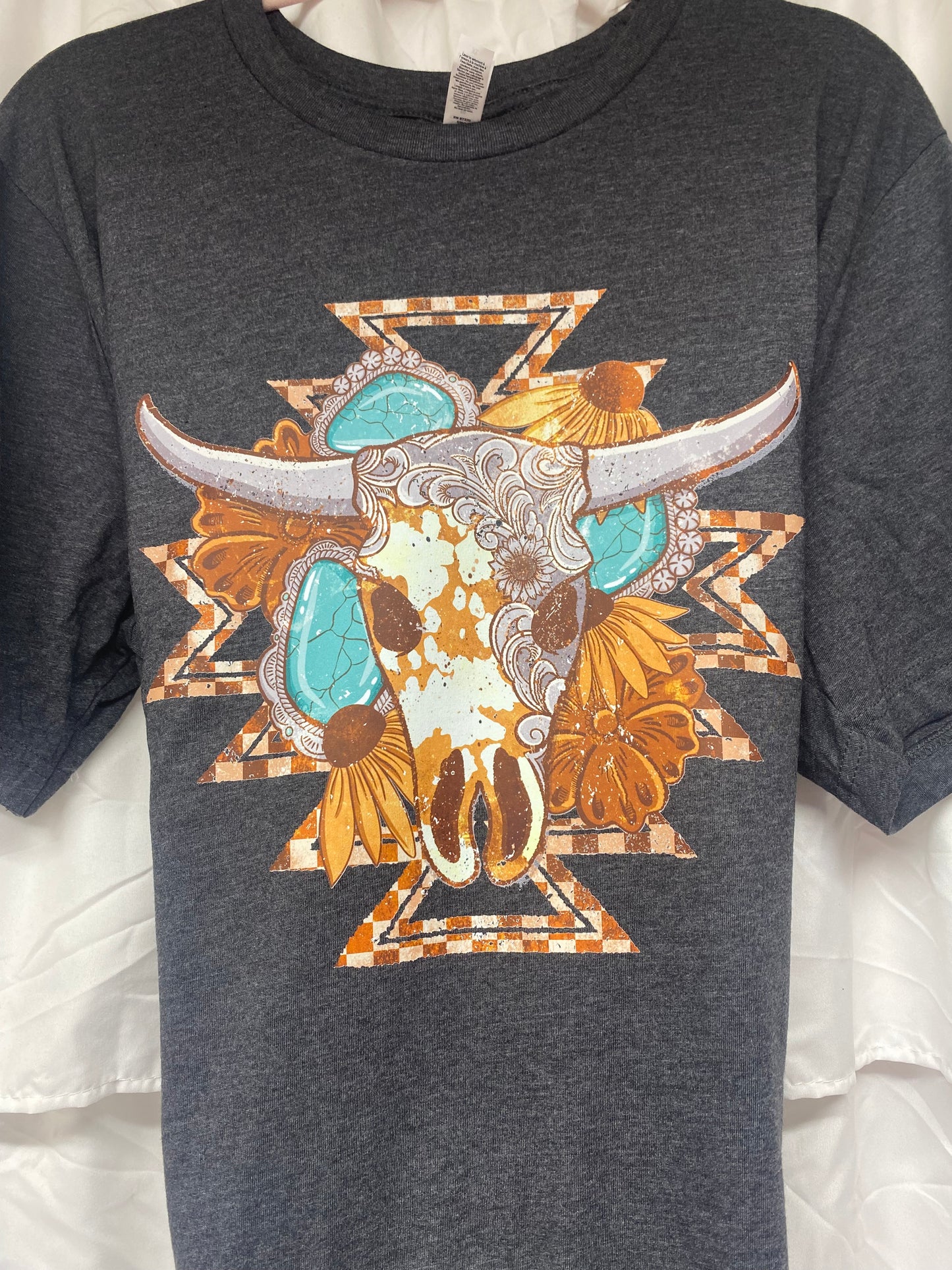 Longhorn Aztec Bull Skull T-Shirt