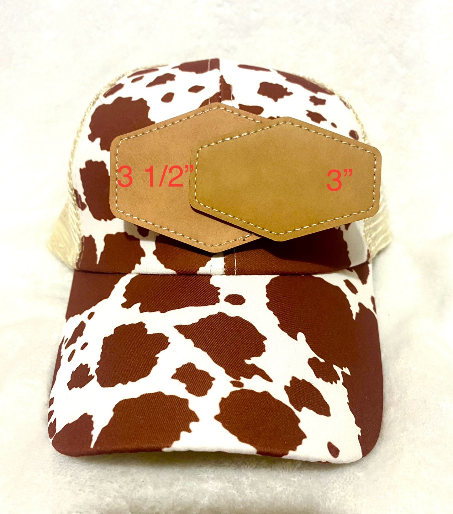 5 Pack Brown Hexagon Faux Leather Hat Patches