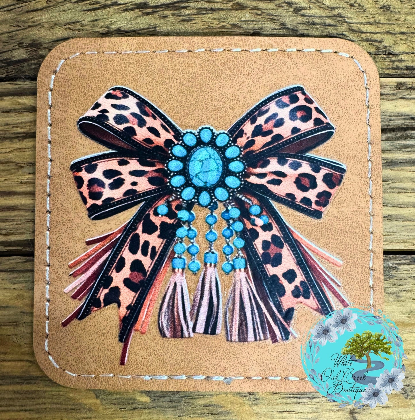Cheetah Concho Western Bow Brown 2 1/2” Trucker Hat Patch