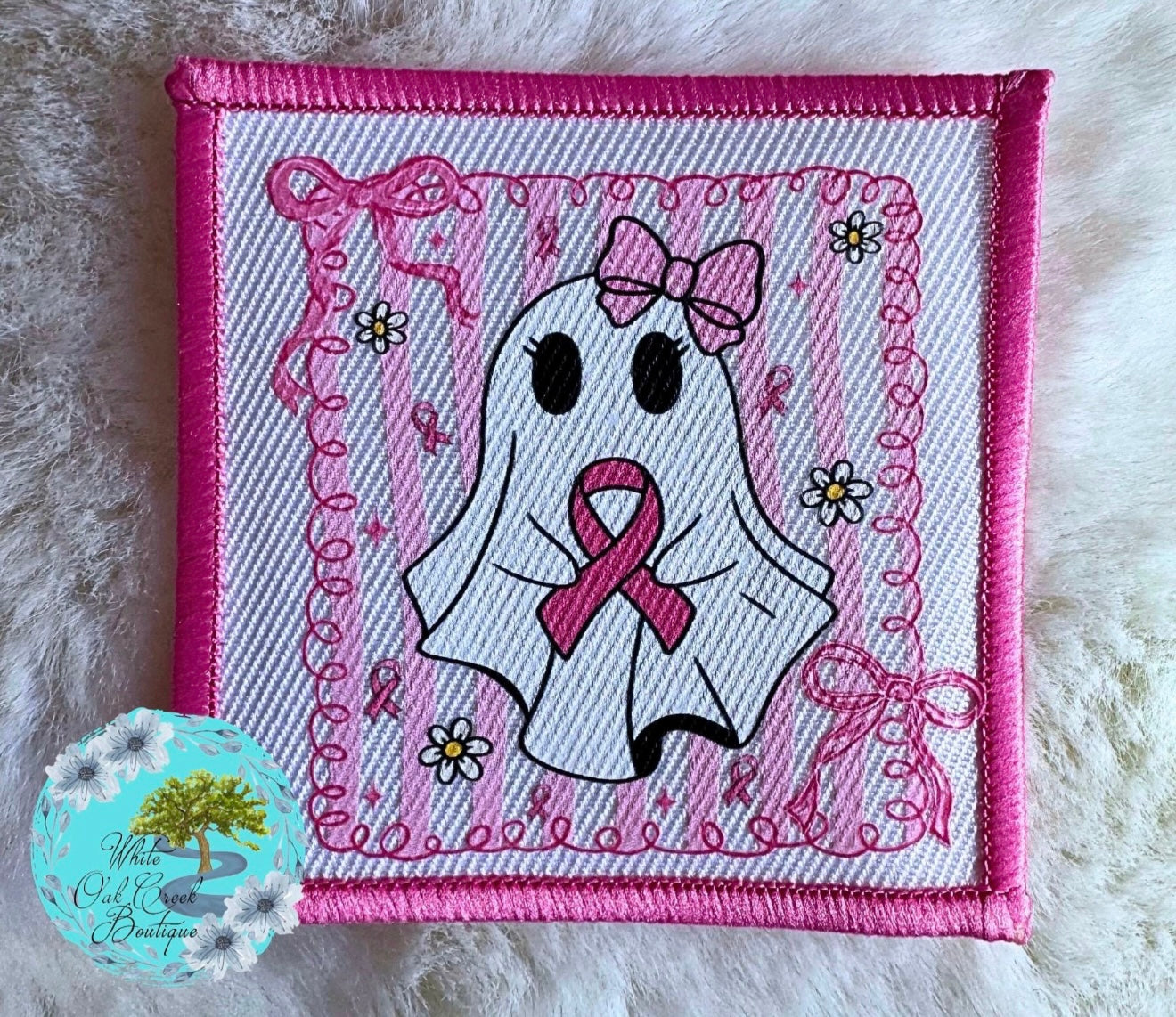 Pink Ghost Cancer Awareness Hat Patch