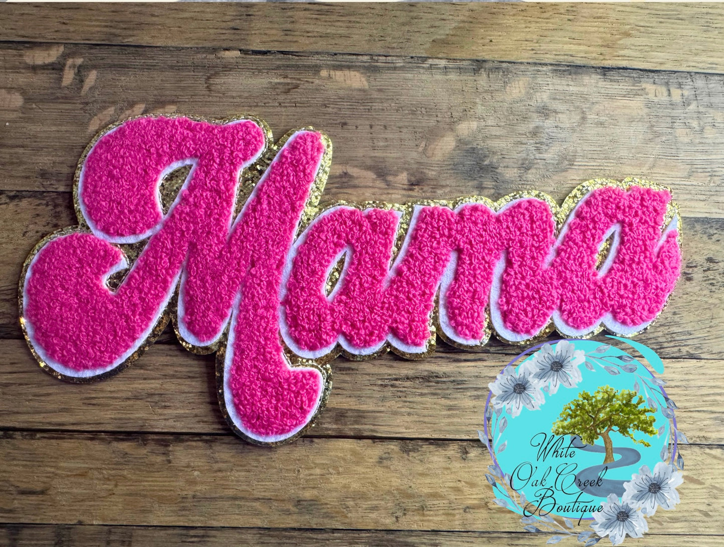 Mama Pink Chenille 9” Iron On Patch
