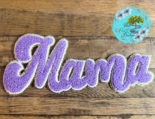 Mama Purple Chenille 10” Iron On Patch