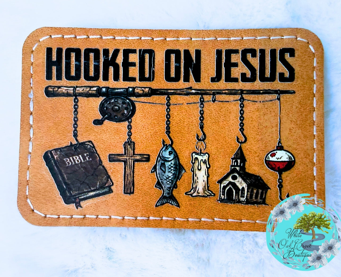 Hooked on Jesus Fishing Hat Patch