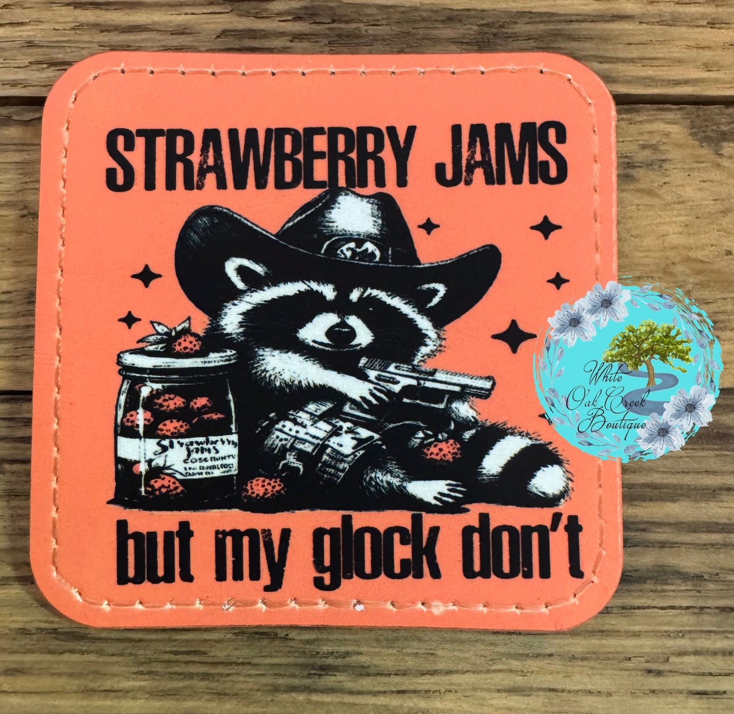 Raccoon Strawberry Jam 2 1/2” Square