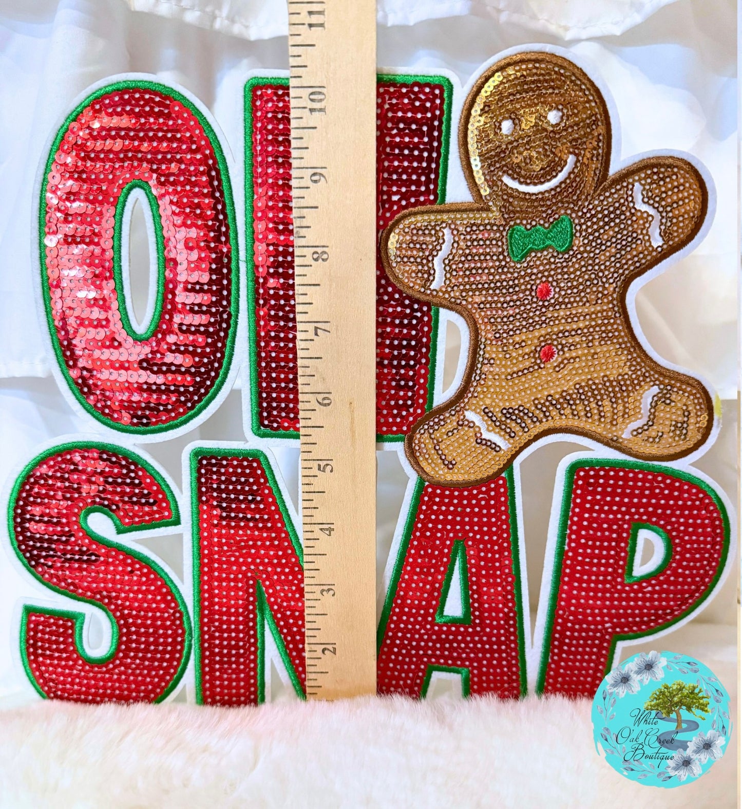 Oh Snap Gingerbread Sequin 11” Iron-On Patch DIY