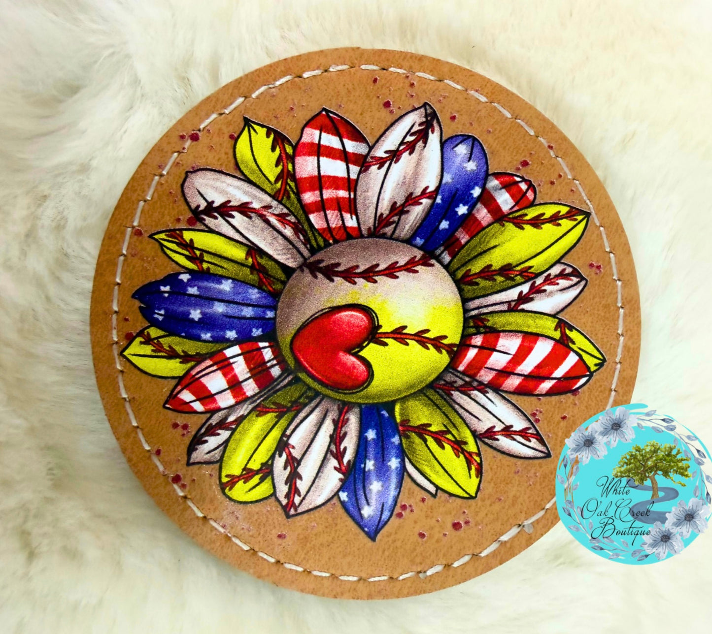 Sunflower Baseball Faux Leather Trucker Hat Patch