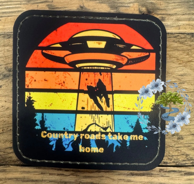Mothman UFO Faux Leather Trucker Hat Patch