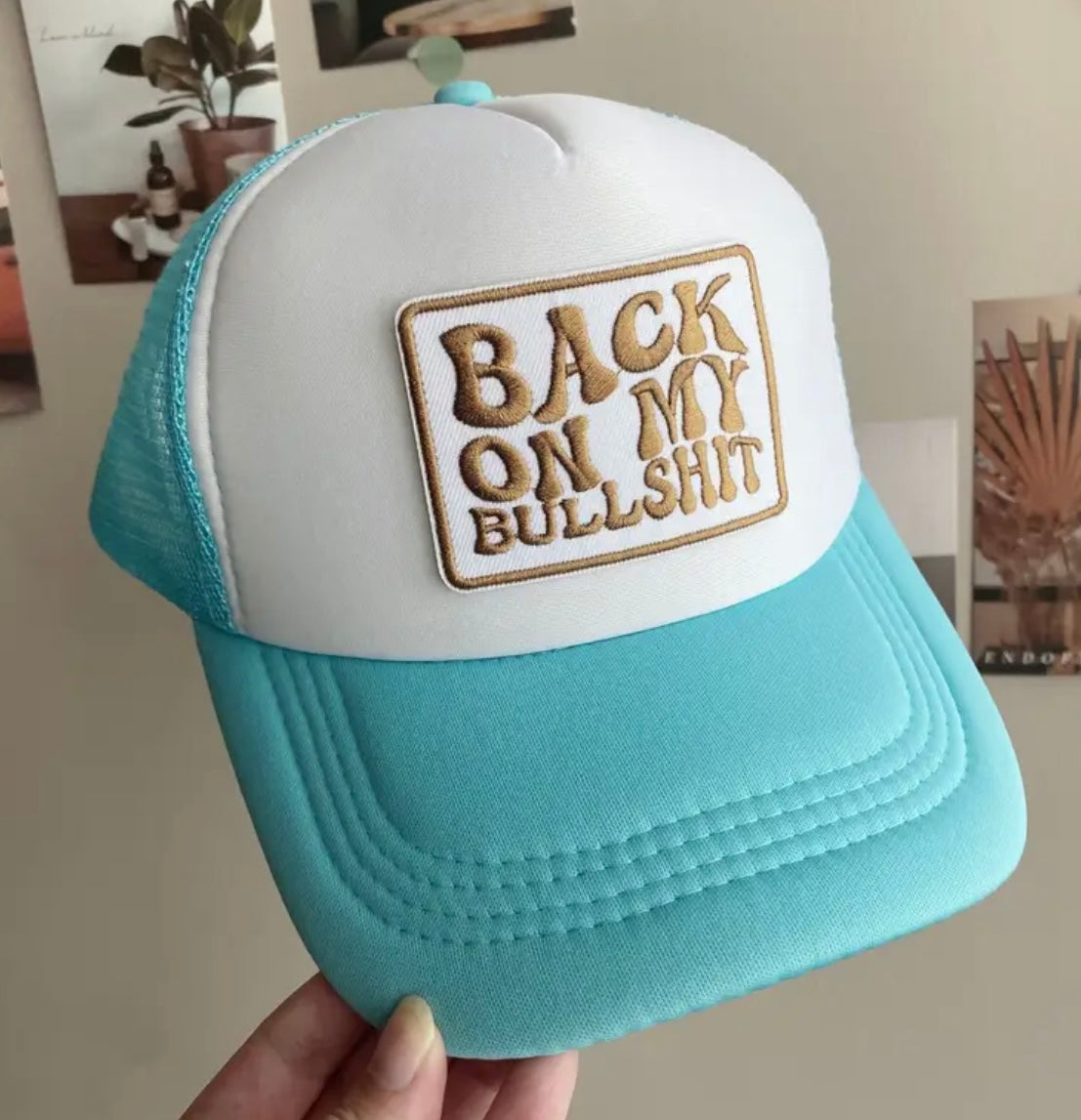Back on my Bullshit Embroidered Iron on hat patch with adhesive