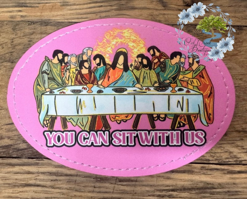 The Last Supper Pink Faux Leather Trucker Hat Patch Inspirational