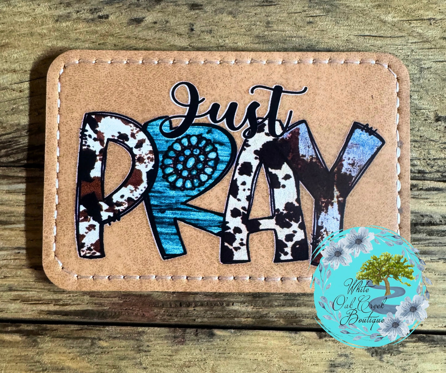 Just Pray Rectangle Brown 3” x 2” Trucker Hat Patch Inspirational
