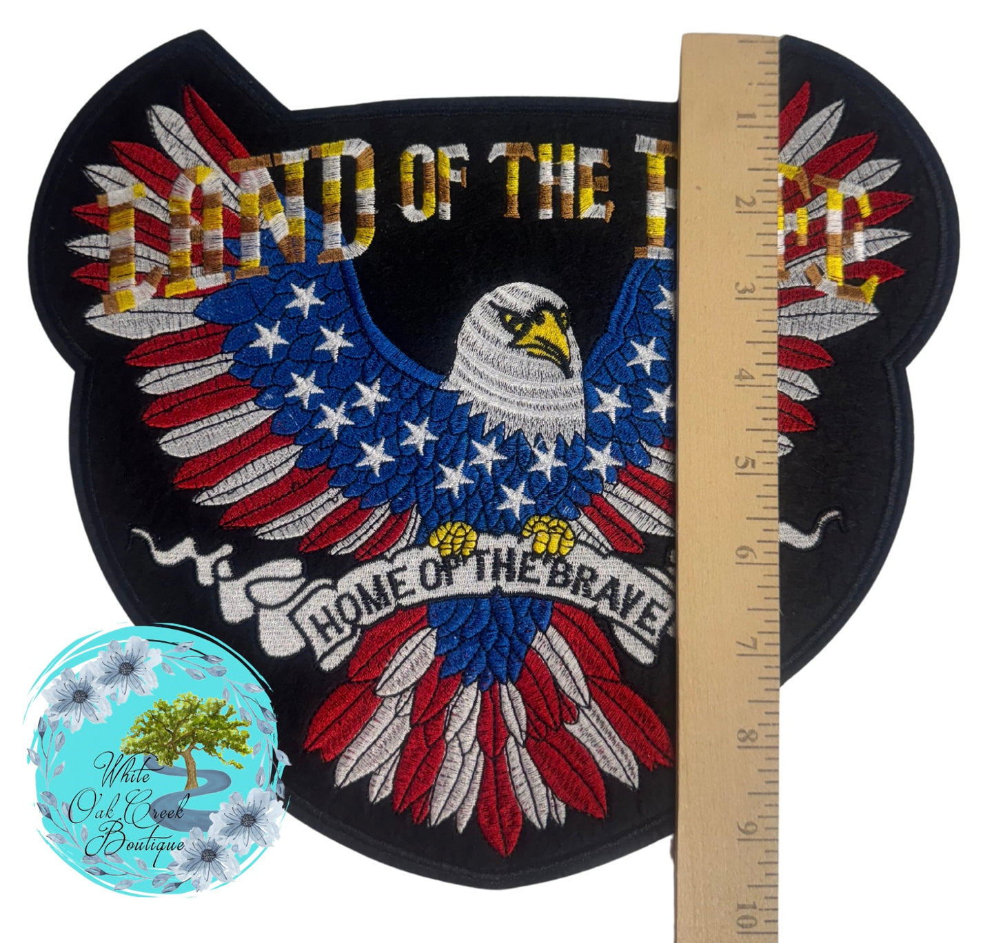 Eagle Embroidered Large 10.75” Iron on w/ adhesive