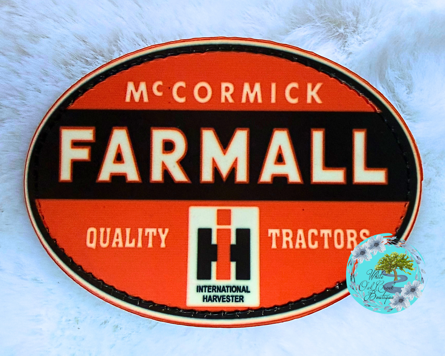 Red Farm Tractor Oval Patch