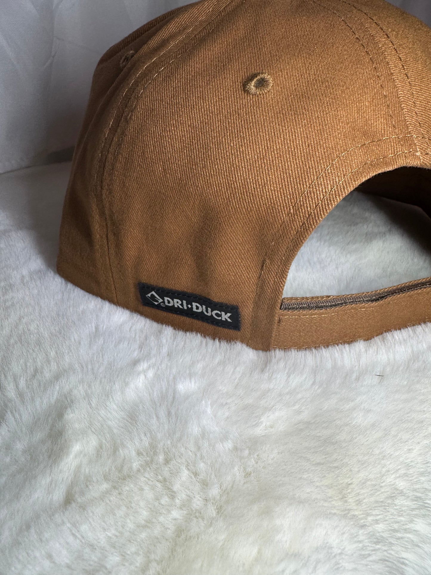 Deer Embroidered Lasered Faux Leather Patch Twill Trucker Hat