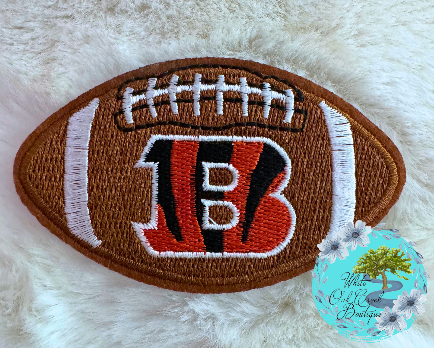 Bengals Tiger Football 3” Trucker Hat Patch with adhesive