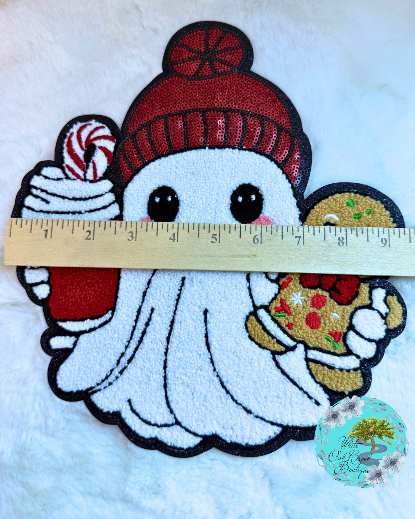 Christmas Ghost 11” Iron-On Patch DIY