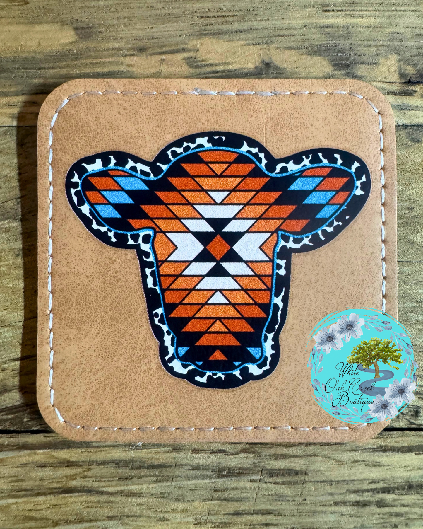 Aztec Cow Head Brown 2 1/2” Trucker Hat Patch
