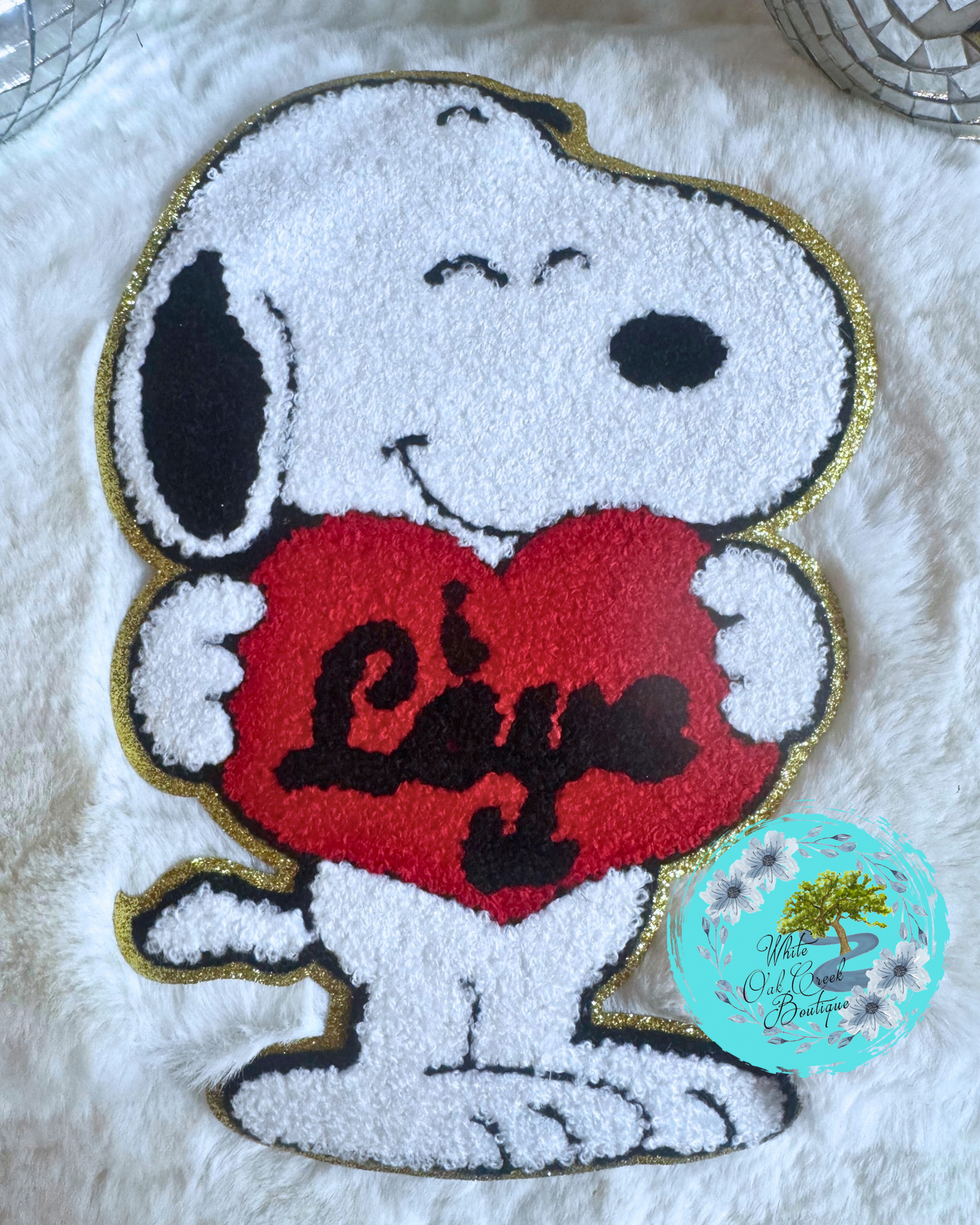 Snoopy I Love You 9” Chenille Patch