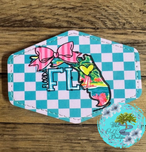 Florida Pink Bow Leather Trucker Hat Patch