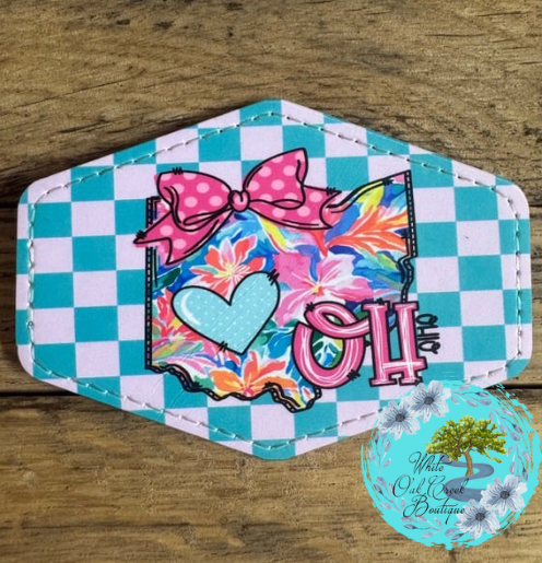 Ohio Pink Bow Leather Trucker Hat Patch