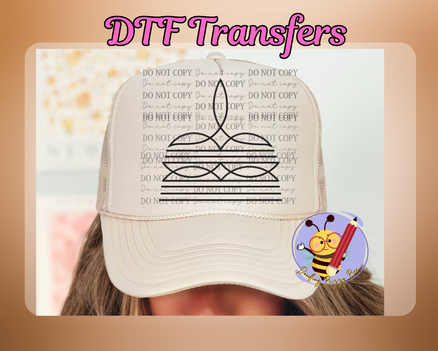 Boot Stitch Pattern HAT DTF Transfer