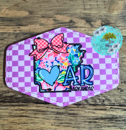 Arkansas Pink Bow Leather Trucker Hat Patch