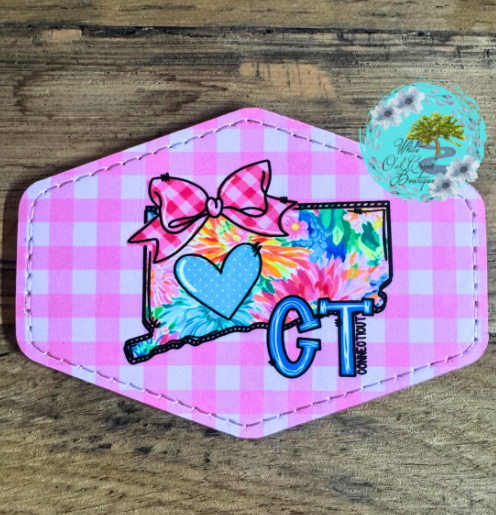 Connecticut Pink Bow Leather Trucker Hat Patch