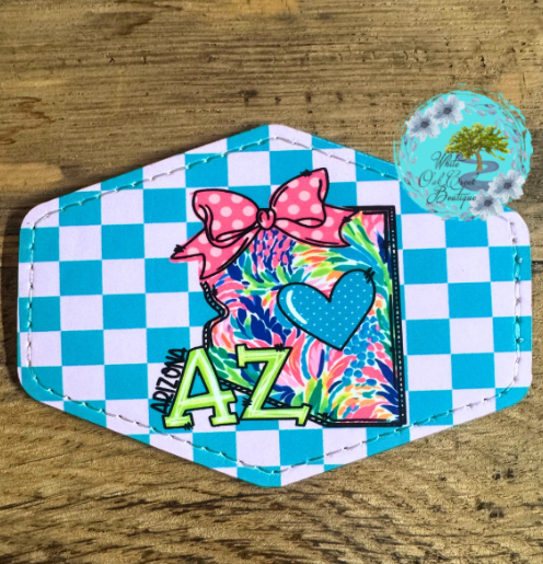 Arizona Pink Bow Leather Trucker Hat Patch