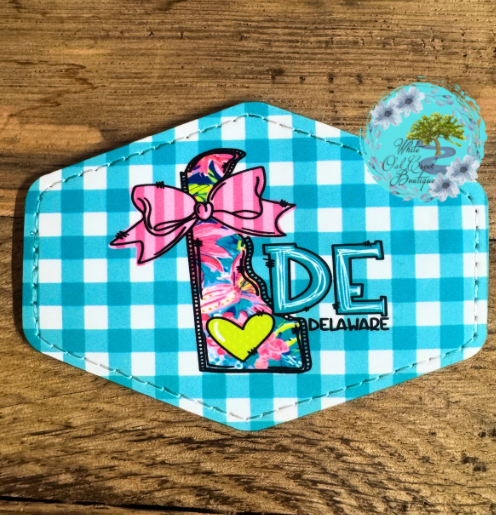 Delaware Pink Bow Leather Trucker Hat Patch