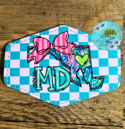 Maryland Pink Bow Leather Trucker Hat Patch