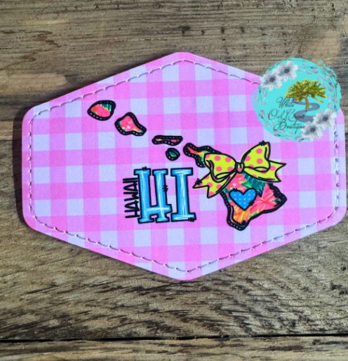 Hawaii Pink Bow Leather Trucker Hat Patch