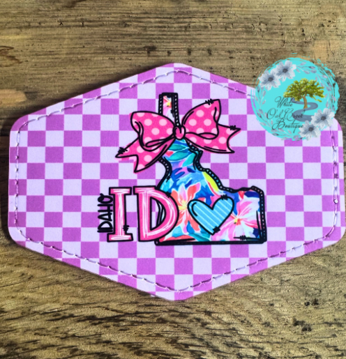 Idaho Pink Bow Leather Trucker Hat Patch