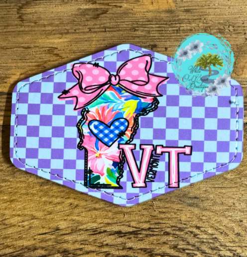Vermont Pink Bow Leather Trucker Hat Patch